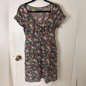 TOAD&CO SHORT SLEEVE 100% TENCEL DITZY FLORAL DRESS W/SMOCKED BACK SIZE SM
